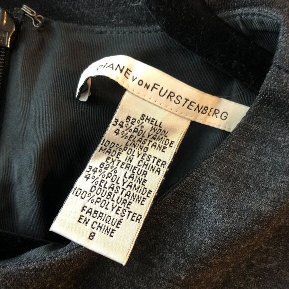 Diane Von Furstenberg Mini Dress Wool Blend Long Sleeve Gray 8 - Picture 4 of 4